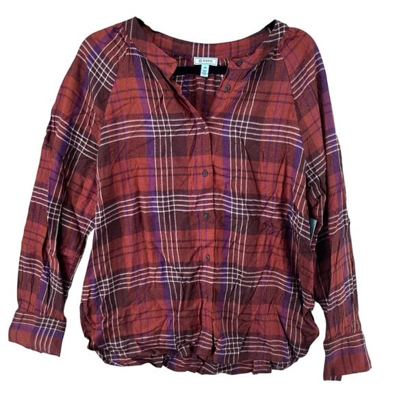 NWT Susina plaid lightweight button front long sleeve fall top women’s medium - Picture 2 of 10